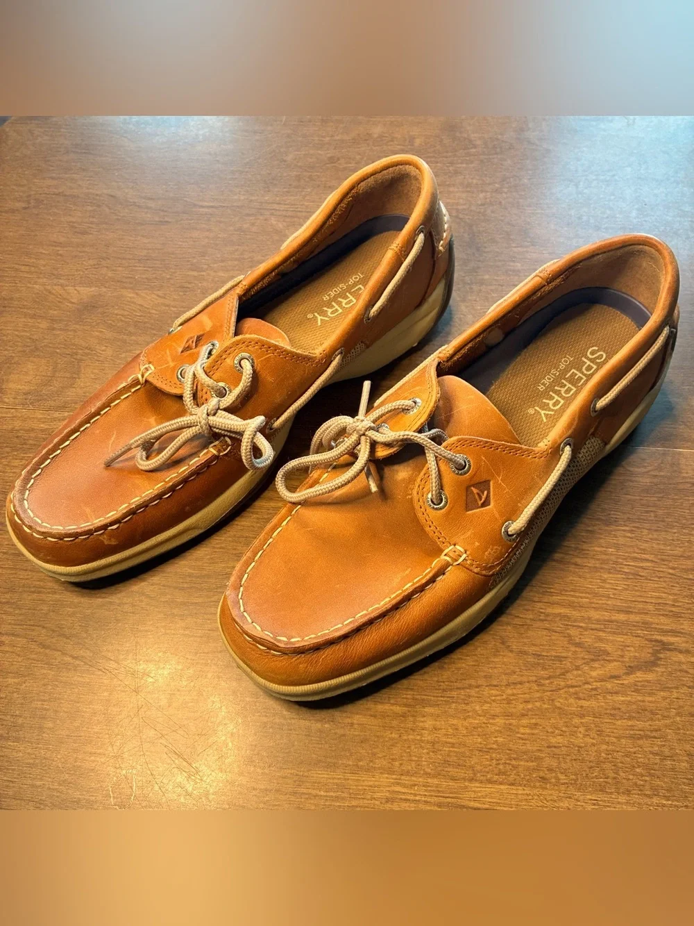 Sperry Top Sider Tarpon Tan Leather Boat Shoe Brown 10 Eye Lace Up A2061317